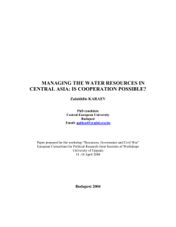 Managing the Water Resources in Central Asia: Is Cooperation