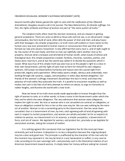 FREDERICK DOUGLASS, WOMAN`S SUFFRAGE MOVEMENT (1870)