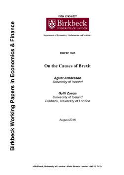 On the Causes of Brexit - Birkbeck, University of London