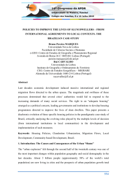 16&ordm; Congresso da APDR POLICIES TO IMPROVE THE LIVES OF