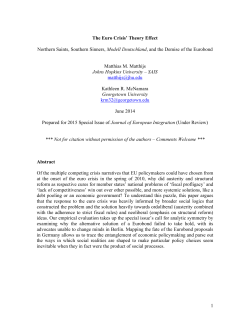 1 The Euro Crisis` Theory Effect Northern Saints, Southern Sinners