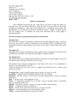Summer/II Course: Legal English Type of class: Lectures Dat