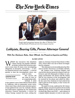 Lobbyists, Bearing Gifts, Pursue Attorneys General Lobbyists