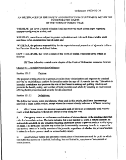 curfew ordinance - Town of Indian Trail