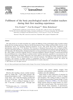 Fulfilment of the basic psychological needs of student teachers