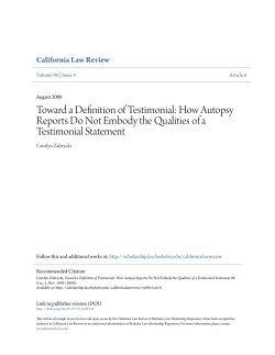 Toward a Definition of Testimonial: How Autopsy Reports Do Not