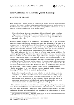 Some Guidelines for Academic Quality Rankings