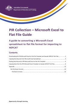 PIR Collection &ndash; Microsoft Excel to Flat File Guide