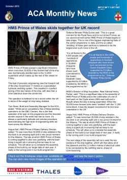 ACA Weekly Communication - Aircraft Carrier Alliance