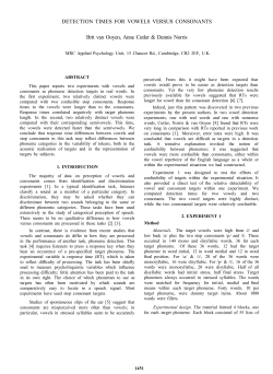 DETECTION TIMES FOR VOWELS VERSUS CONSONANTS Brit