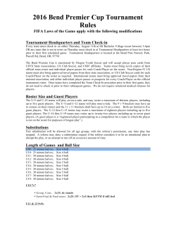 2016 Bend Premier Cup Tournament Rules