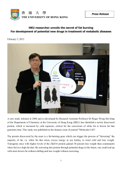 Press Release HKU researcher unveils the secret of fat burning For