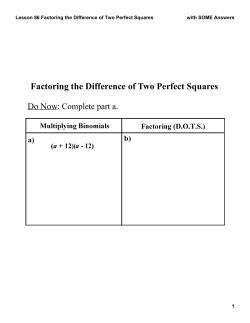Lesson 86 Factoring the Difference of Two Perfect Squares