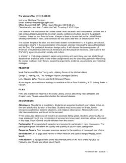 The Vietnam War (21:512:462.60) Instructor: Matthew Friedman