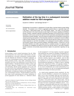 Estimation of the lag time in a subsequent monomer