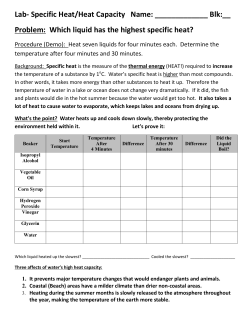 Lab- Specific Heat/Heat Capacity Name: ______ Blk:__ Problem