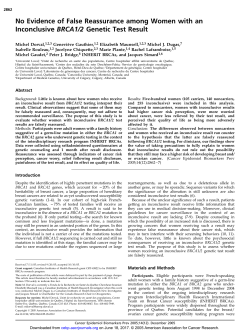 No Evidence of False Reassurance among Women with an