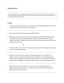 Reading Responses Prompts: 1. In what ways do Charlotte Smith`s