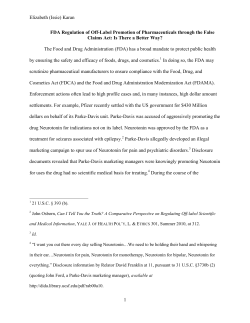 FDA Regulation of Off-Label Promotion of Pharmaceuticals through