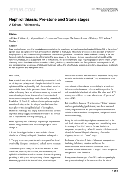 Nephrolithiasis: Pre-stone and Stone stages