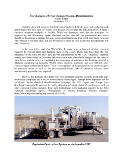 The Challenge of Syrian Chemical Weapons Demilitarization Lenny