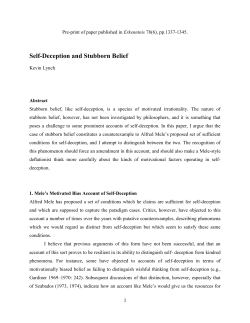 Self-Deception and Stubborn Belief