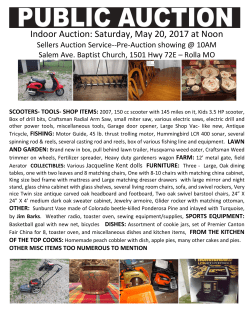 Public Auction: May 20, 2017 at SAB
