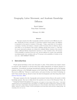 Geography, Labor Movement, and Academic Knowledge Diffusion
