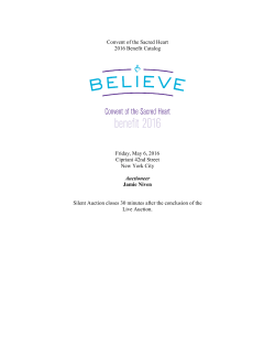 Convent of the Sacred Heart 2016 Benefit Catalog Friday, May 6