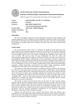 JPM632 Space Security in the 21st Century - FALL16