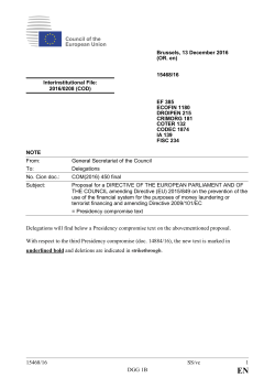 15468/16 SS/vc 1 DGG 1B Delegations will find below a Presidency