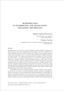 retrospection in interpreting and translation - e