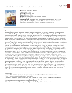 Book Review “The Island of the Blue Dolphins was