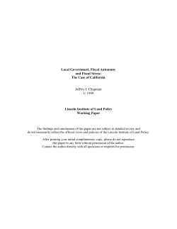 Local Government, Fiscal Autonomy and Fiscal Stress: The Case of