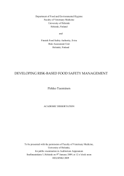 Developing risk-based food safety management