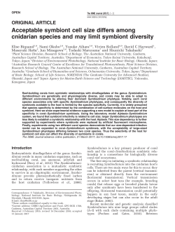Acceptable symbiont cell size differs among cnidarian