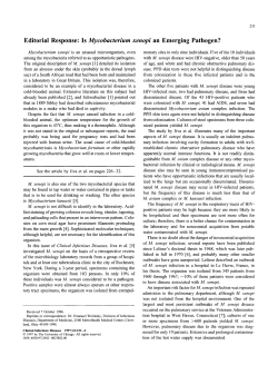 Editorial Response: Is Mycobacterium xenopi an Emerging Pathogen?