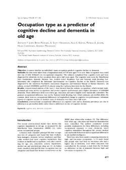 Occupation type as a predictor of cognitive decline and dementia in