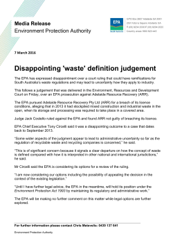 Media release - Disappointing `waste` definition judgement