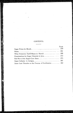 CONTENTS. Sugar Prices for Month : , 259 Notes , 261 What