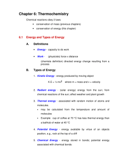 Chapter 6: Thermochemistry