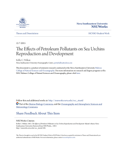 The Effects of Petroleum Pollutants on Sea Urchins Reproduction