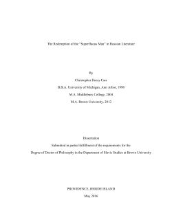The Redemption of the &ldquo;Superfluous Man&rdquo; in Russian Literature By