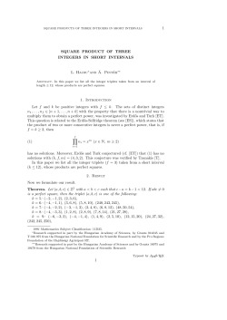 1 SQUARE PRODUCT OF THREE INTEGERS IN SHORT