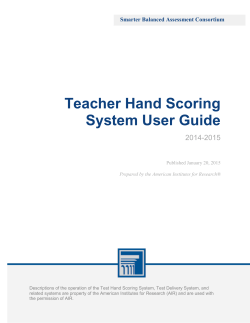 Teacher Hand Scoring System User Guide