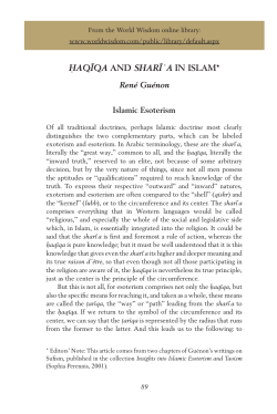 Haqiqa and Sharia in Islam by Rene Guenon