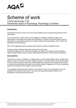 Scheme of work &ndash; A-leve l&ndash; Year 2