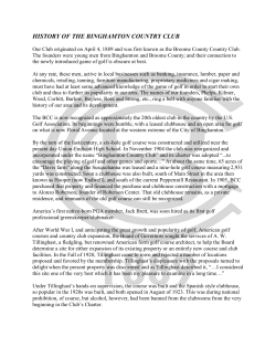 HISTORY OF THE BINGHAMTON COUNTRY CLUB