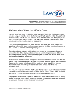 Tip Pools Make Waves In California Courts