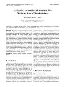 Authentic Leadership and Altruism: The Mediating Role of
